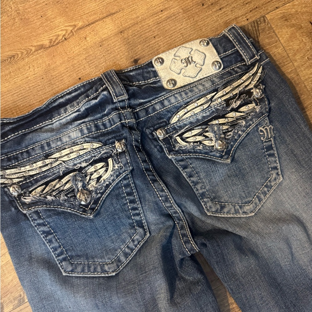 Miss Me Blue Boot Cut Jeans with Embellished Design